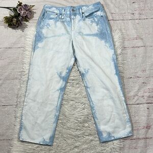 J. Crew Blue White Tie Dye Slouchy Boyfriend High Rise Petite Fit Jeans